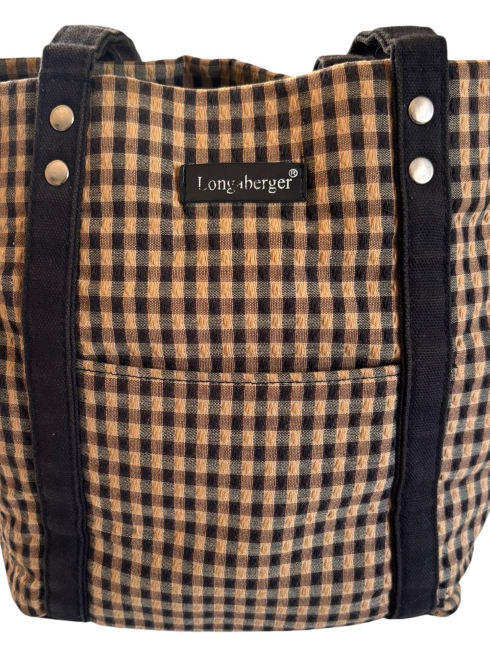 Longaberger Homestead Primitive Gingham Fabric Small Tote Bag View 3